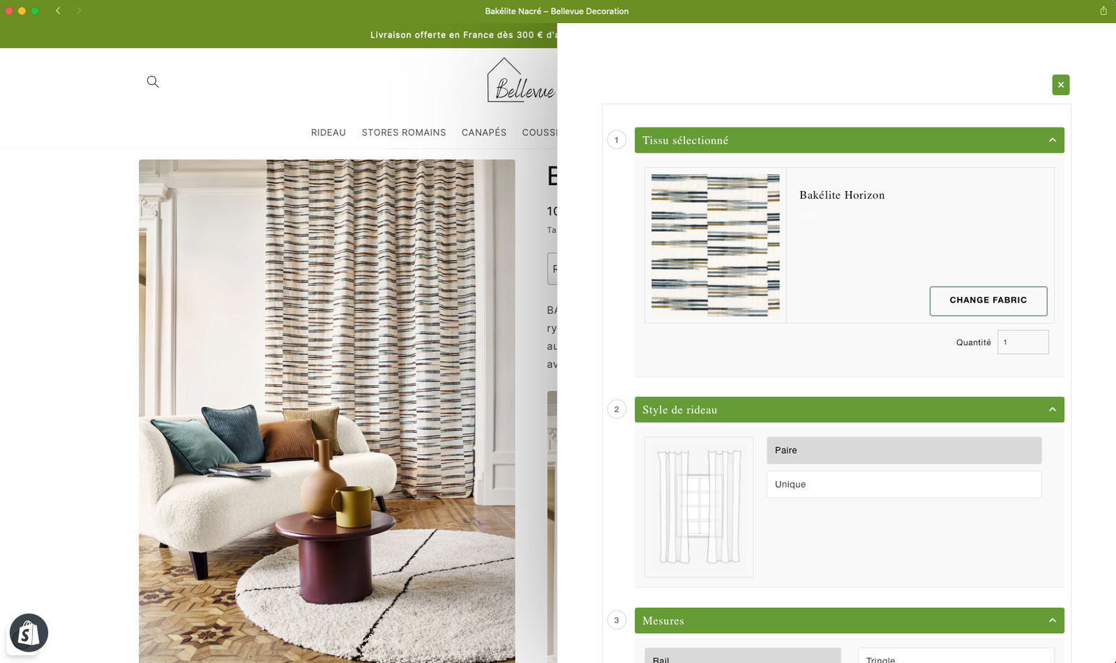 Curtain and Blind calculator plugin for the online store
