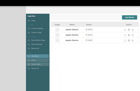 setup page of curtain and blind calculator plugin