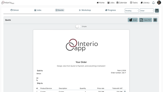 InterioApp - curtain and blind project quoting and managing software for small medium and large enterprises in the soft-furnishing industry.