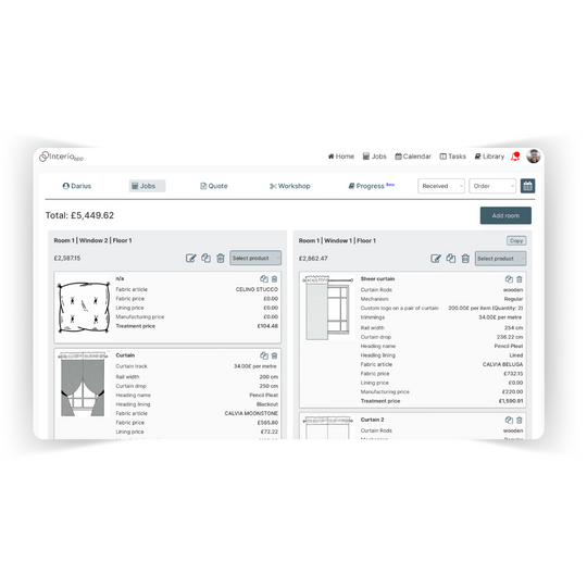 Professional - InterioApp Quoting Software - Curtains Calculator 