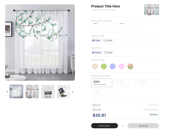 demonstrating how Curtain and Blind Calculator Plugin is look on the website